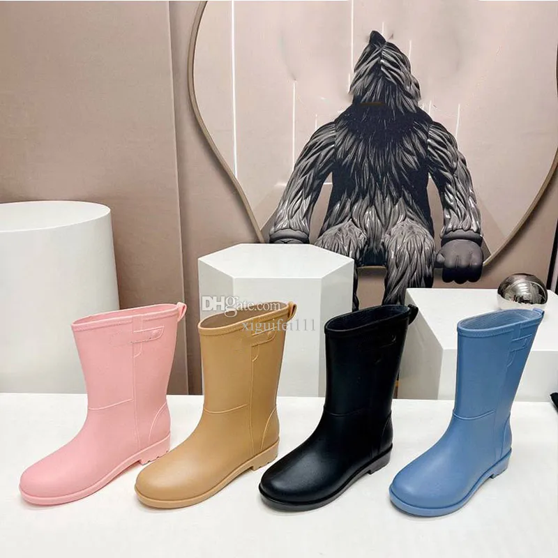 Designer Boots Dames kleurrijke laars Regenlaarzen Enkelhoge laarsjes 20MM lang Arch EVA Rubber platform Regenlaarzen bruin groen helder roze zwart kleurrijke schoenen szie 23-40