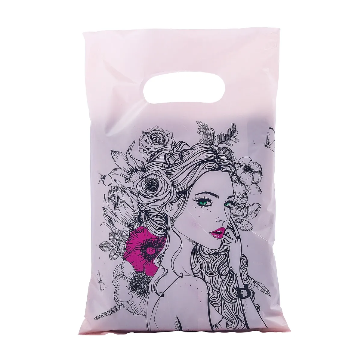 Gift Wrap 100pcs Thicken Plastic Bag Shopping Business Packaging Bag Poly Tote Bag Gift Tote Pouch Clothing Store Handbag 230720