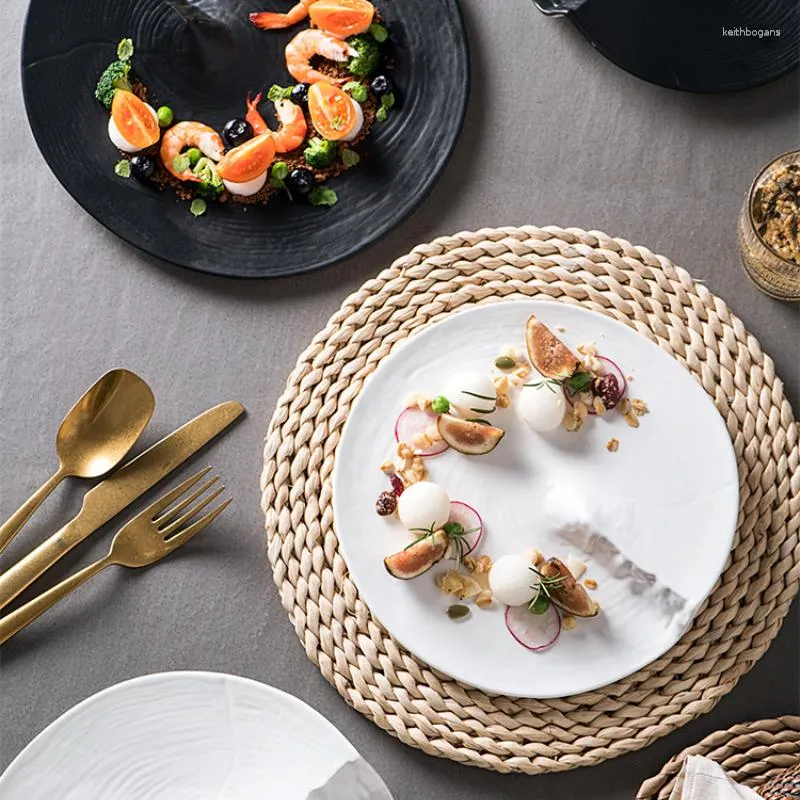 Plates Japanese Creative Black-and-white Western Plate Dessert Sushi Display El Restaurant Special-shaped