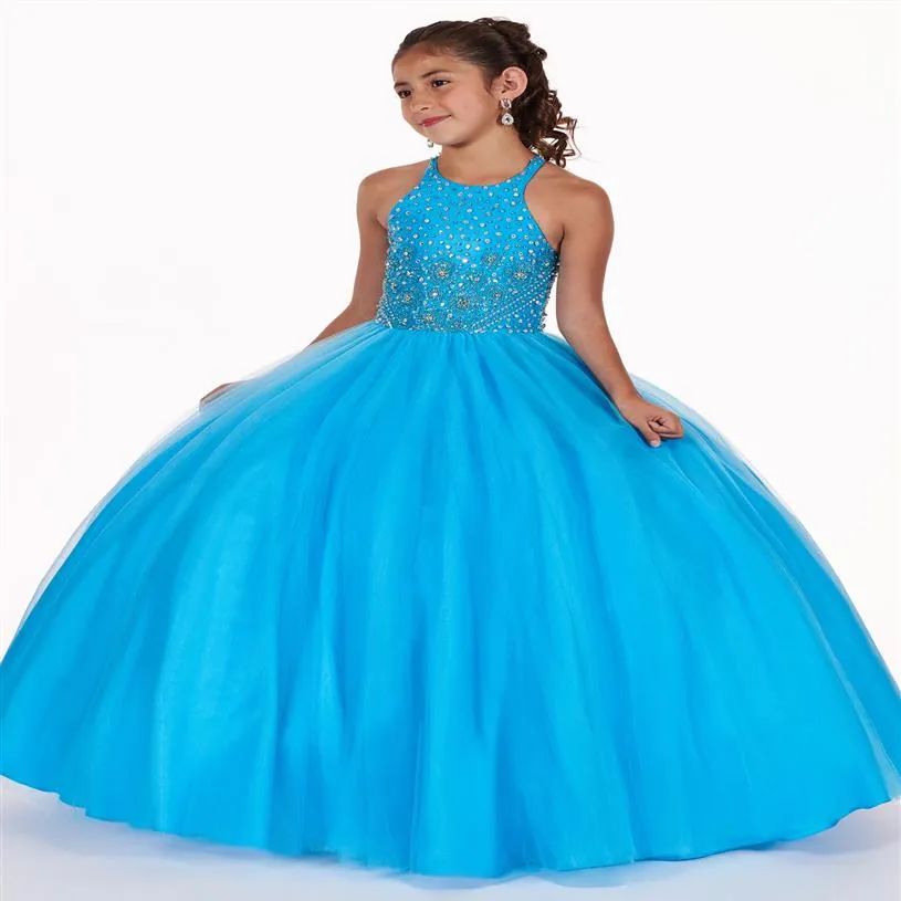 Kl. Niebieskie małe dziewczynki suknie konkursowe impreza tańca