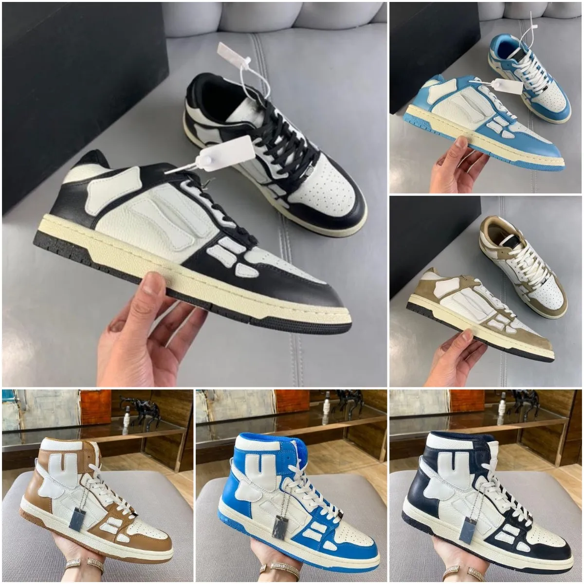 SKEL-TOP Sneakers Luxe Designer Mannen Lente Schoenen Leer Botten Applique Bovenwerk EVA Voetbed low-top High-top Sportschoen Comfortabel Topkwaliteit Maat 38-45