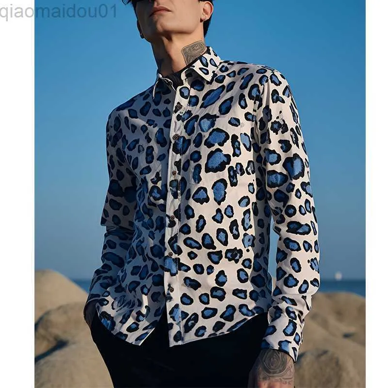 Men's Vintage Leopard Print Button Up Shirt - Slim Fit Long Sleeve Casual Dress Shirt for Party, Club, Prom - Polyester, 2024 Men's Vintage Leopard Print Button Up Shirt - Slim Fit Long Sleeve Casual Dress Shirt for Party, Club, Prom - Polyester, 2024