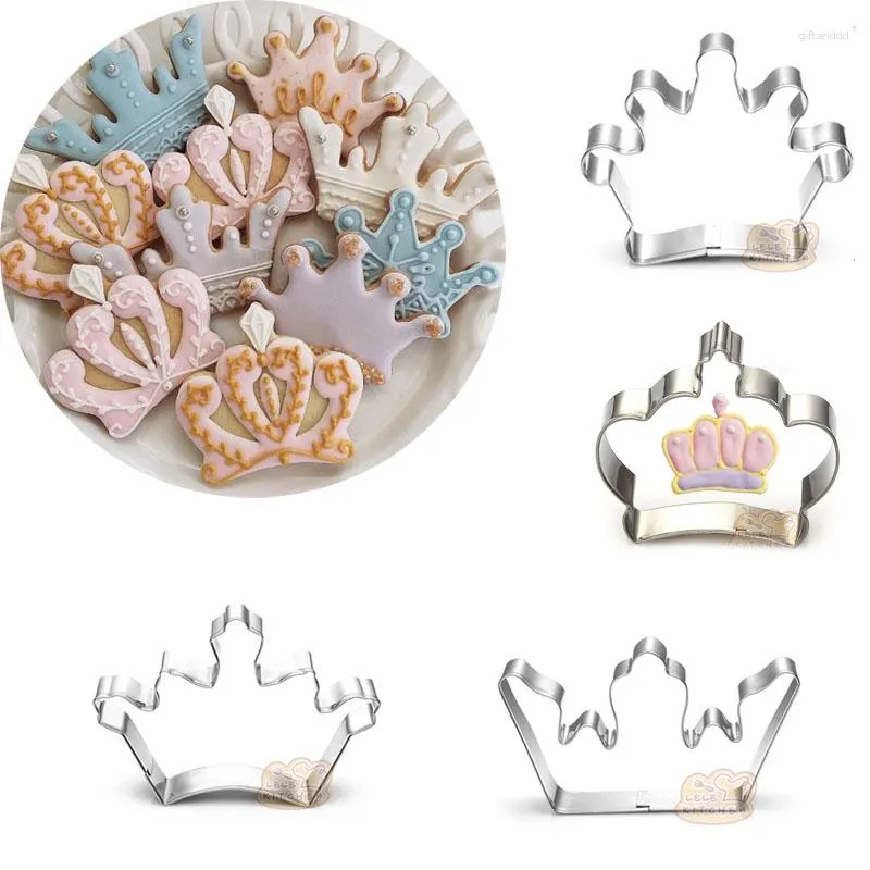 Baking Moulds 1pcs Patisserie Reposteria Princess Crown Stainless Steel Biscuit Mould Metal Cookie Cutters Fondant Cake Tool Birthday