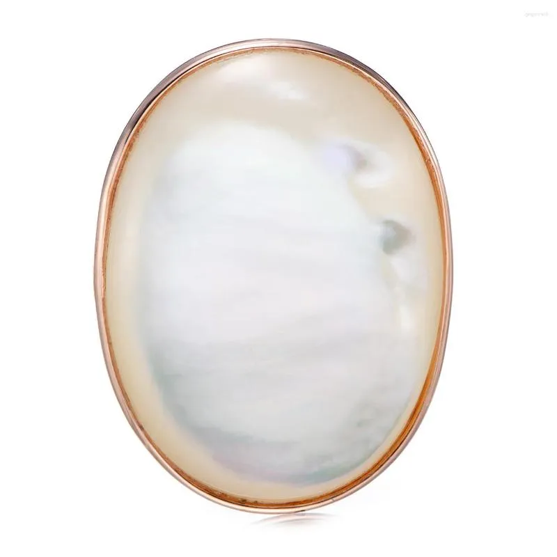 Pierścienie klastra 24x33 mm Mother of Pearl 18K Rose Gold nad srebrnym pierścieniem