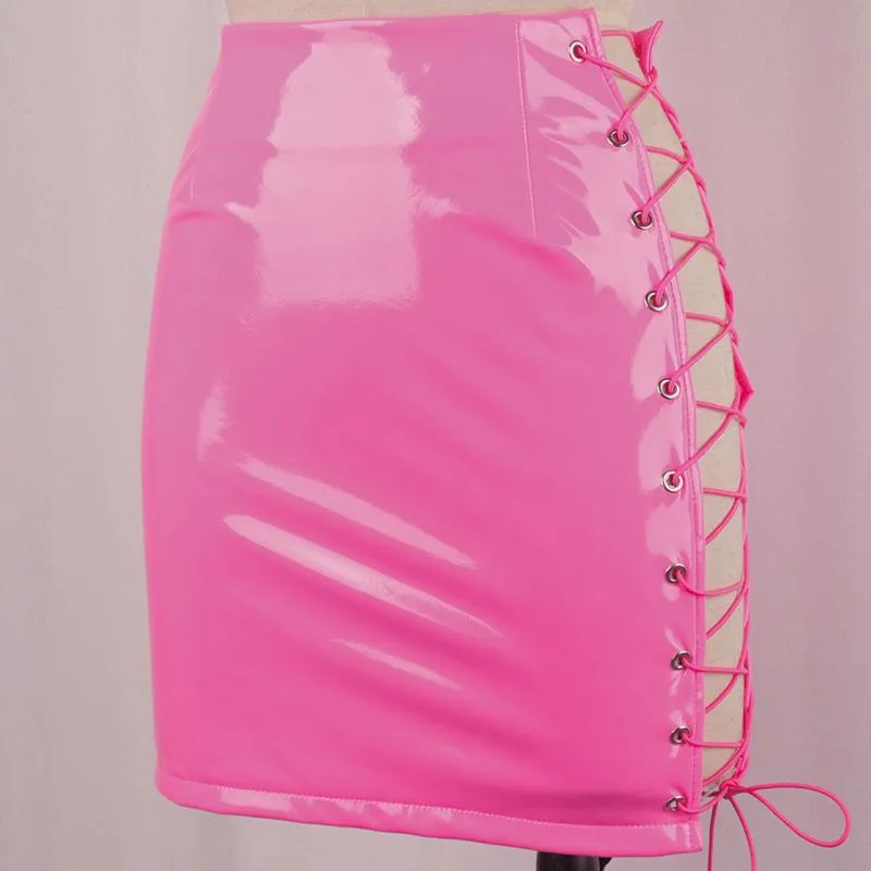 Платья 2019 Женские сексуальные юбки-карандаш для девочек Женская юбка на молнии с высокой талией Твердые юбки из искусственной кожи Эластичные облегающие короткие мини-юбки