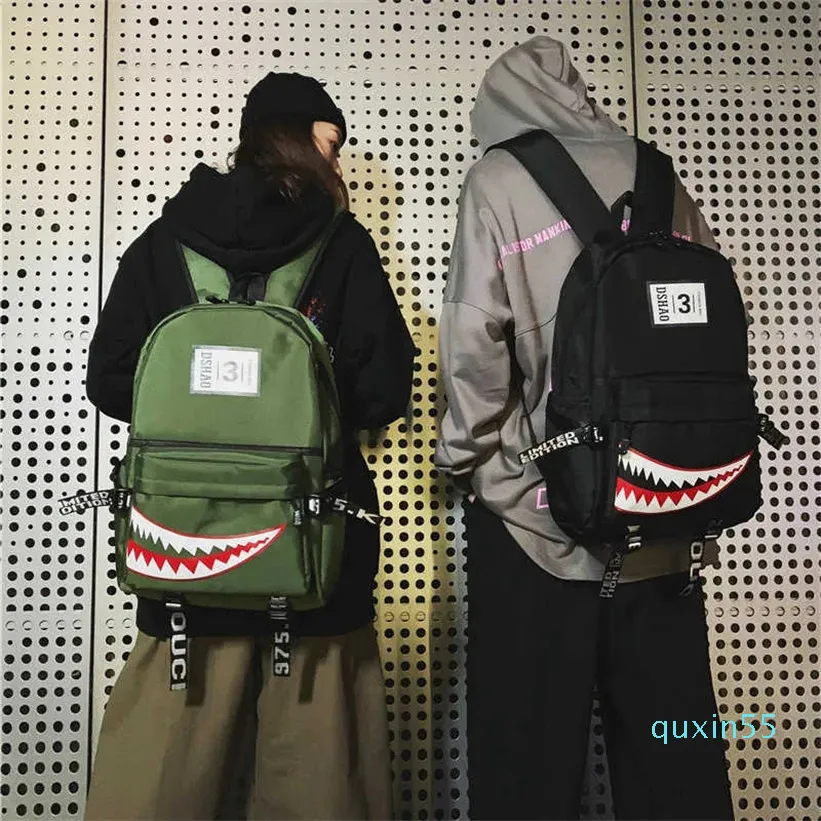 Backpack Street Trend Backpack Men Version Creative Shark Fashion Schoolbag Leisure for High School Students