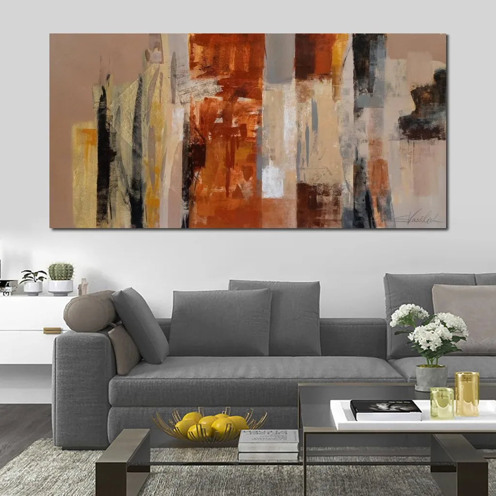Colorful Abstract Painting on Canvas Urban Morning Art Unique Handcrafted Artwork Home Decor