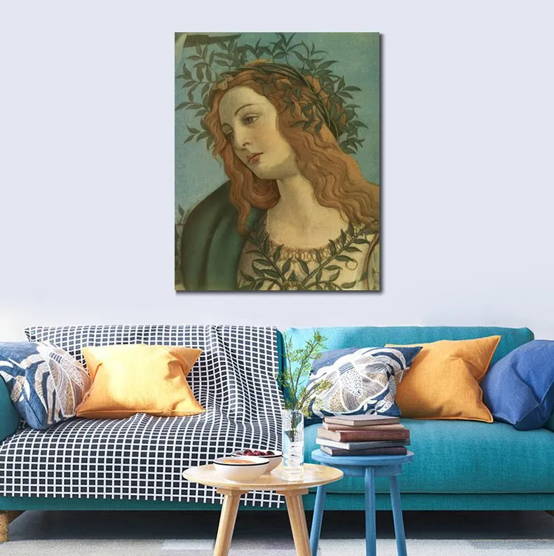 Figure toile Art Minerva détail Sandro Botticelli peinture à la main œuvre religieuse décor à la maison