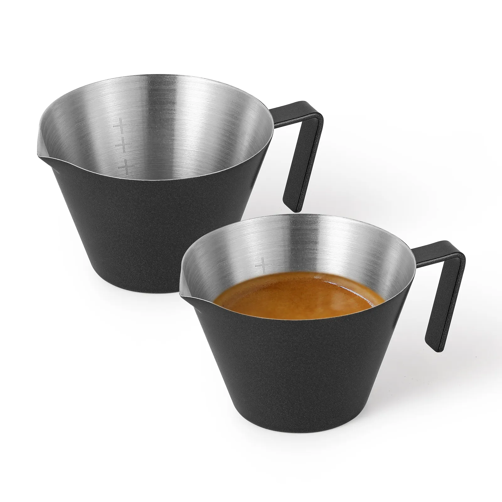 Tasses Espresso S Tasses avec poignée Espresso Tasse à mesurer Passe au lave-vaisselle Lot de 2/3 Tasse verseuse en acier inoxydable Home Barista Tools 230720