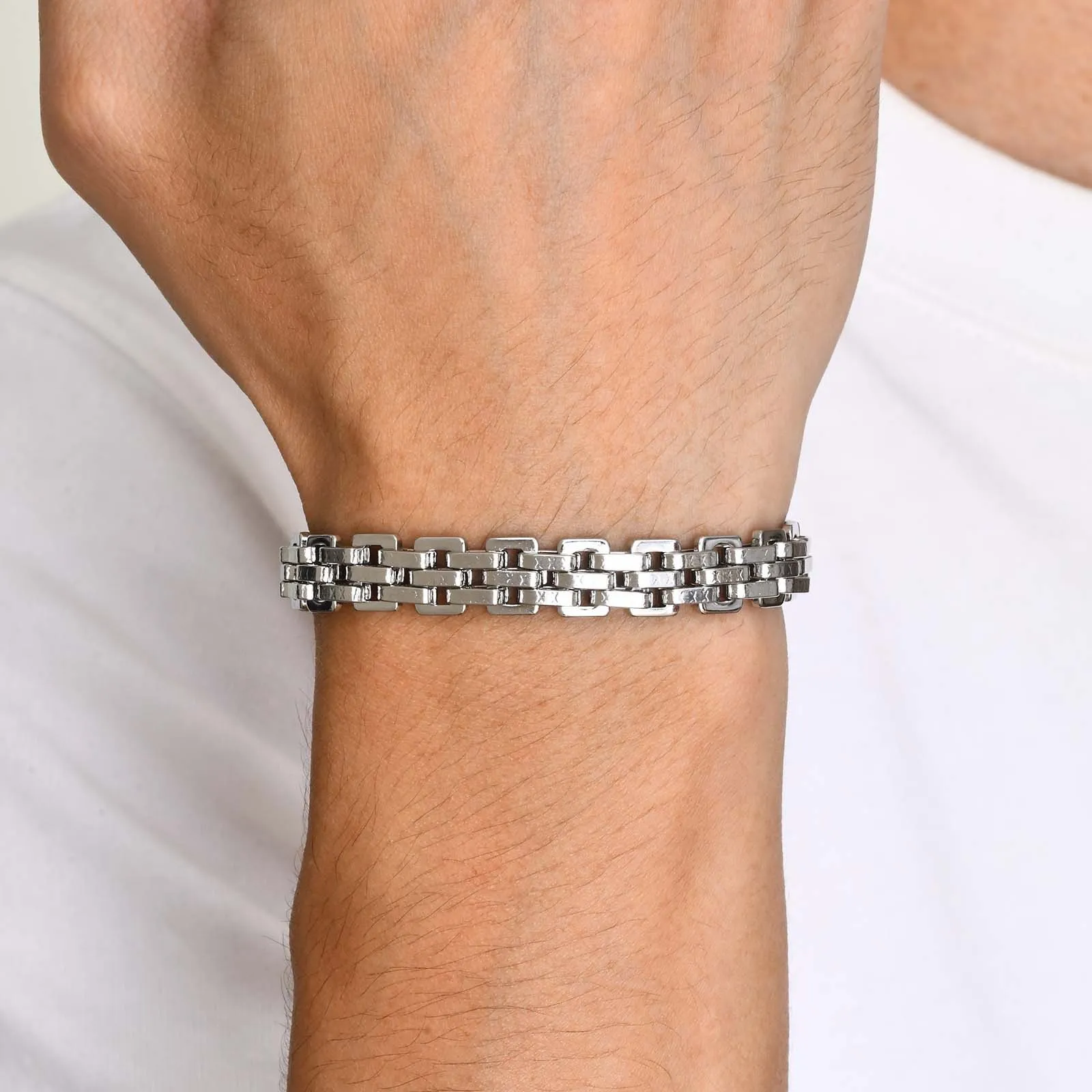 Bracelet de chaîne de boîte multicouche en acier inoxydable pour hommes femmes garçons bracelet de mode 8.8mm 8.26 pouces argent