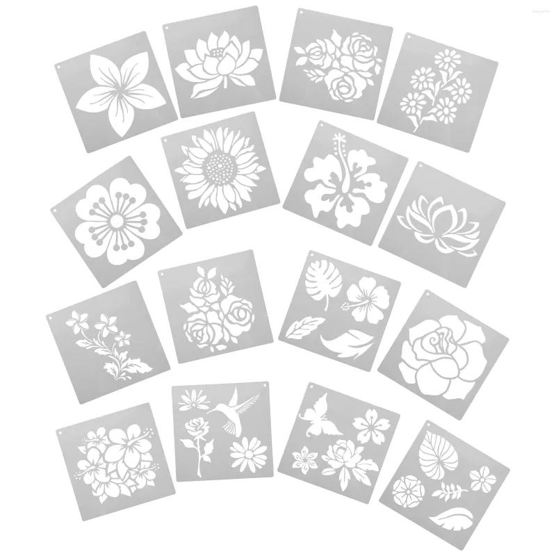 Garrafas de armazenamento Estêncis Modelo de pintura de estêncil Flor Reutilizável Modelos de desenho floral Madeira Parede Faça você mesmo Decorativo Crianças Lona Folha Pássaro