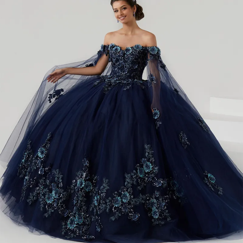 Gorgeous Mint Green Sweetheart 3D Flowers Applique Sweet 16 Quinceanera A-Line Tulle Floor-length Prom Dress Birthday Dress Evening Dress Ball Gown DP6457 main image 1