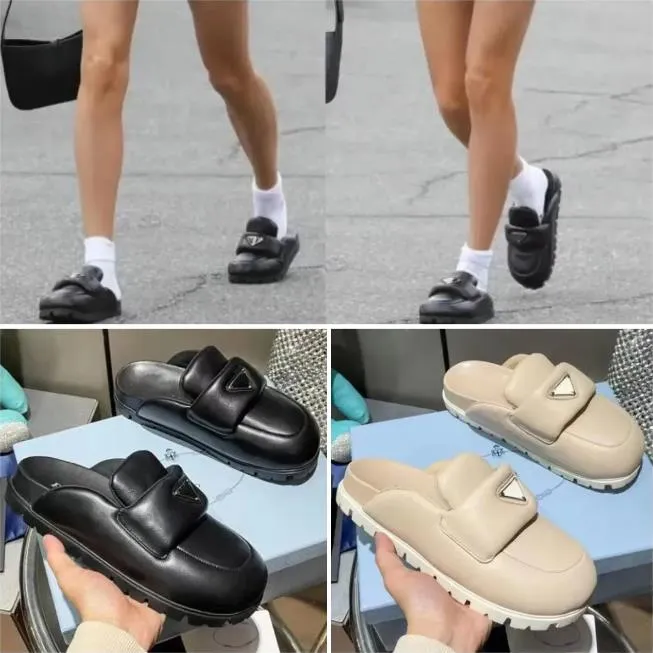 Дизайнерские мягкие мягкие наппа Mulers Half Slippers Slides кожа