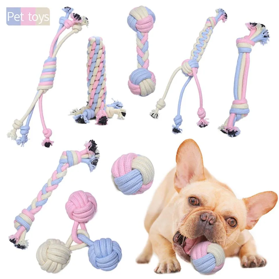 Evcil hayvan oyuncakları pamuk halat kedi köpek renkli düğümler çiğneme oyuncaklar düğüm köpek malzemeleri için köpek köpek kedi dayanıklı örgülü kemik ipi233z