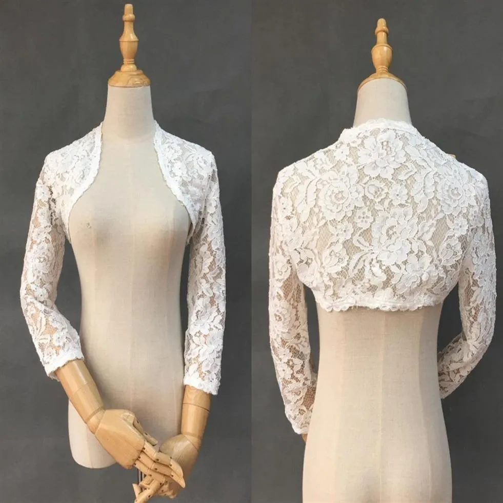 High Quality Lace Wedding Bridal Jackets Bolero 3 4 Long Sleeves Wrap For Wedding Dress Gowns Plus size247V