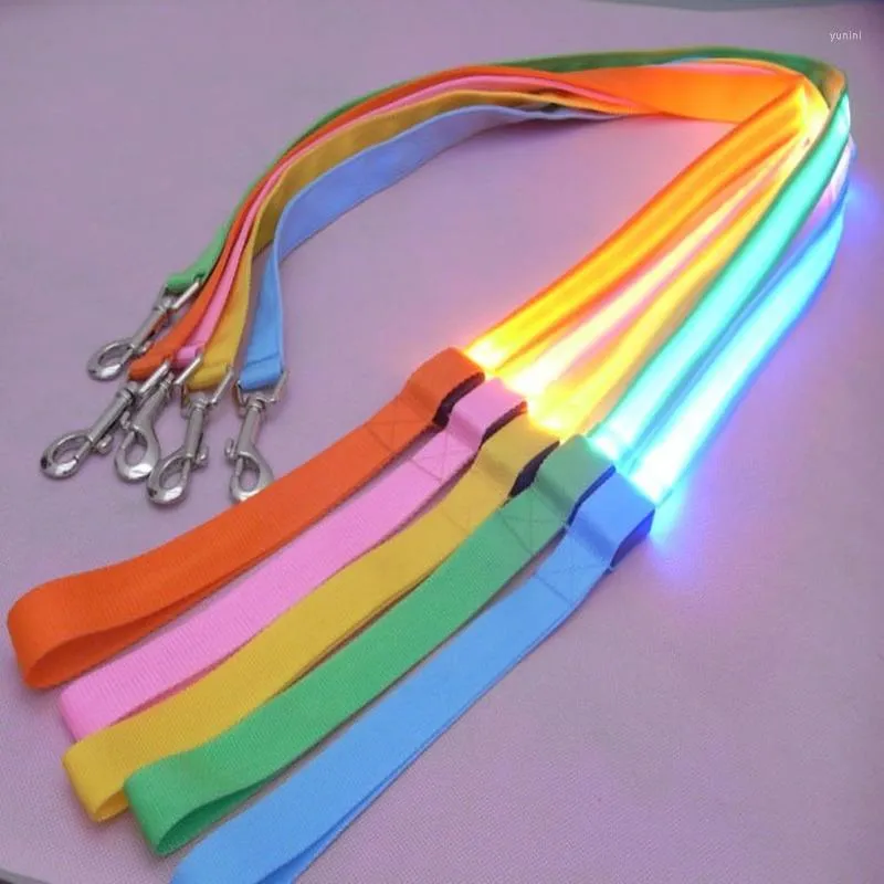 Dog Collars 120cm LED Leash Rope With Light Luminous Lead For Running Night Safety Flashing Glowing Collar Harness Accessories