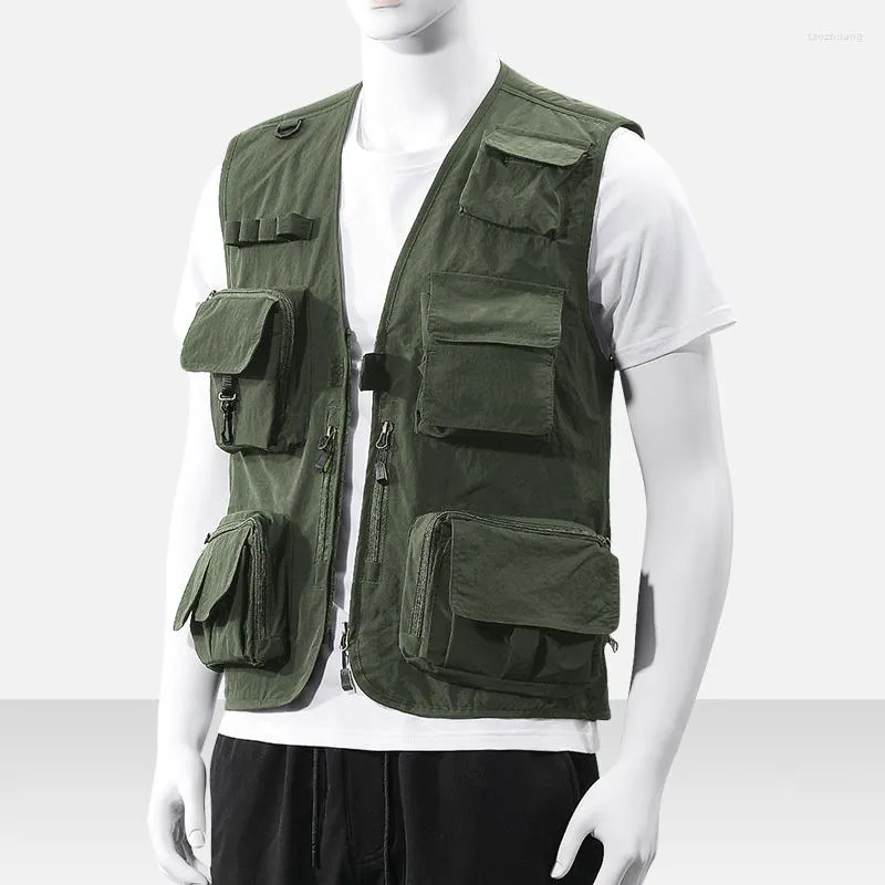 メンズベストバイカーベスト夏のウエストコート作業服野球ジャケット戦術服軍