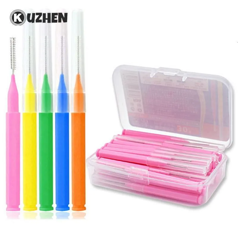 Outros Higiene Oral 30Pcsset Escova Interdental em Forma de I Denta Floss Limpadores Interdentais Ortodônticos Escova de Dentes Dental Palito Ferramenta de Higiene Oral 230720