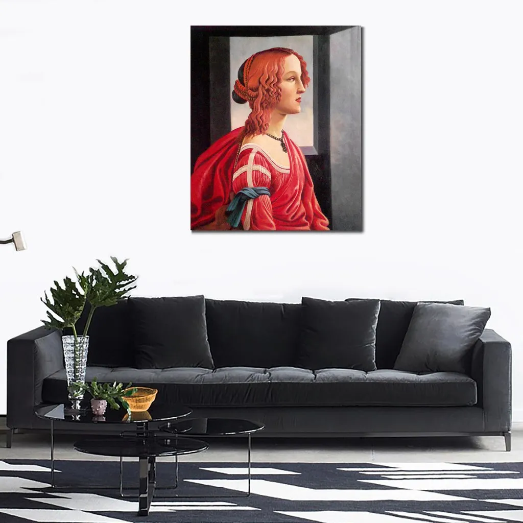 Portrait toile Art Simonetta Sandro Botticelli peinture à la main oeuvre classique Loft Decor