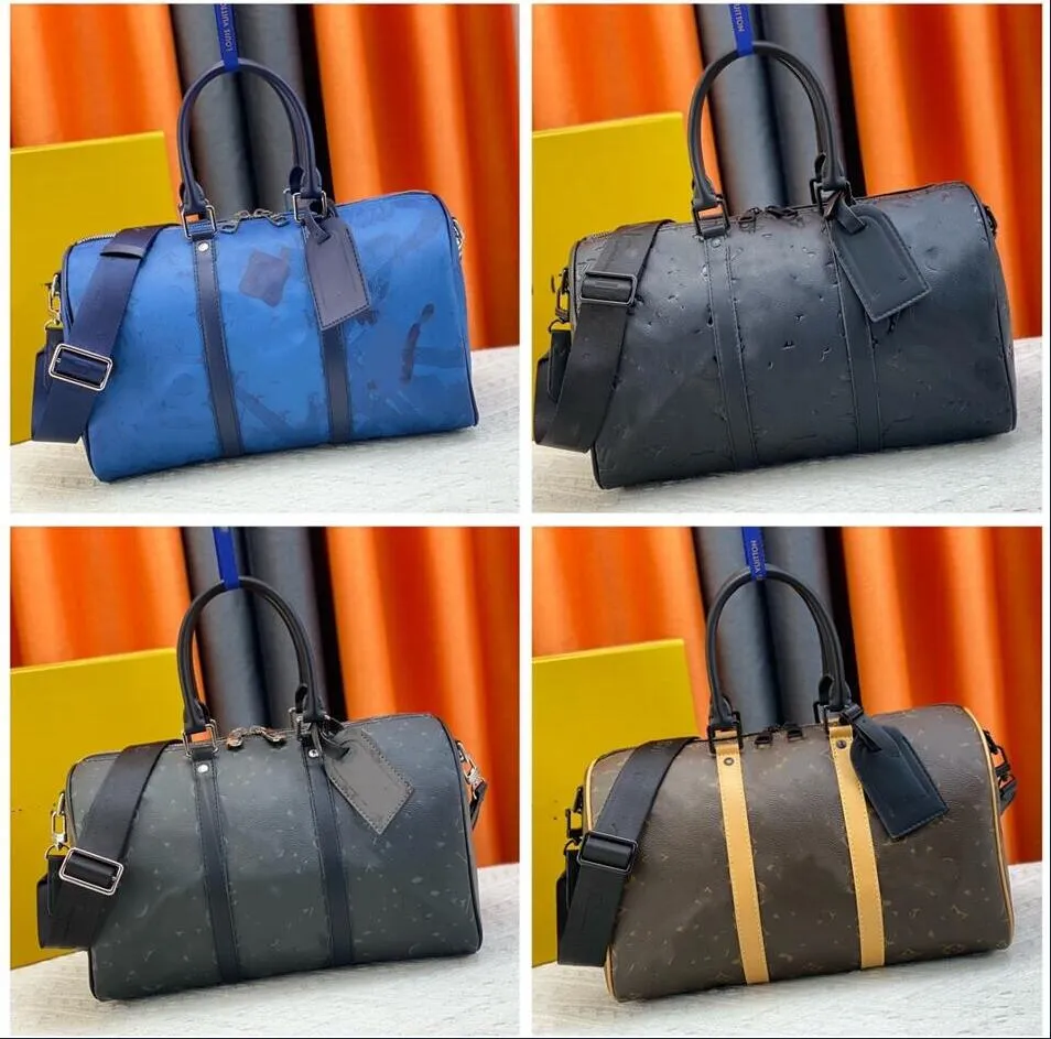 10A Borse da viaggio Keepall 35cm di alta qualità originali Mono Shadow Borsa unisex in vera pelle borsa piccola borsa da viaggio Borse per la spesa per le vacanze del fine settimana Fiore nero