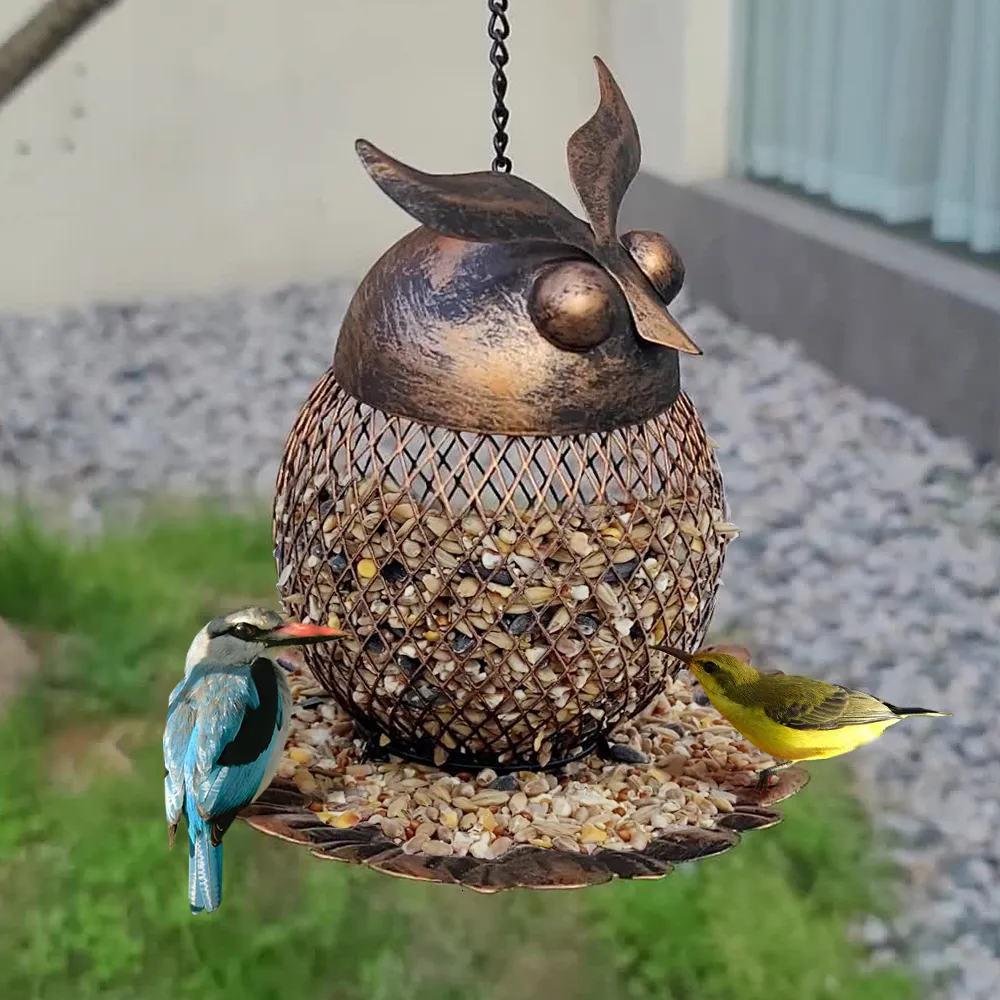 Trädgårdsdekorationer 1PC Wild Bird Owl Form Feeder utanför hängande kolibri matare dekor tillbehör för utomhusgård 230721