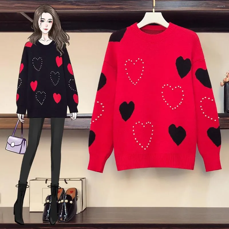 Swetery dla kobiet słodkie pull femme vintage czerwony czarny czarny koralik pullover dzianinowy jesienne damskie damskie uderzenie długie rękaw