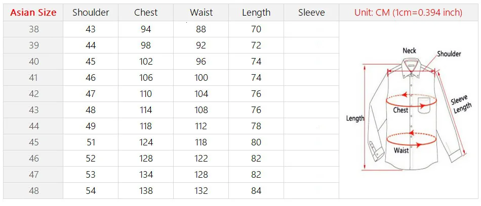 Short Size Chart