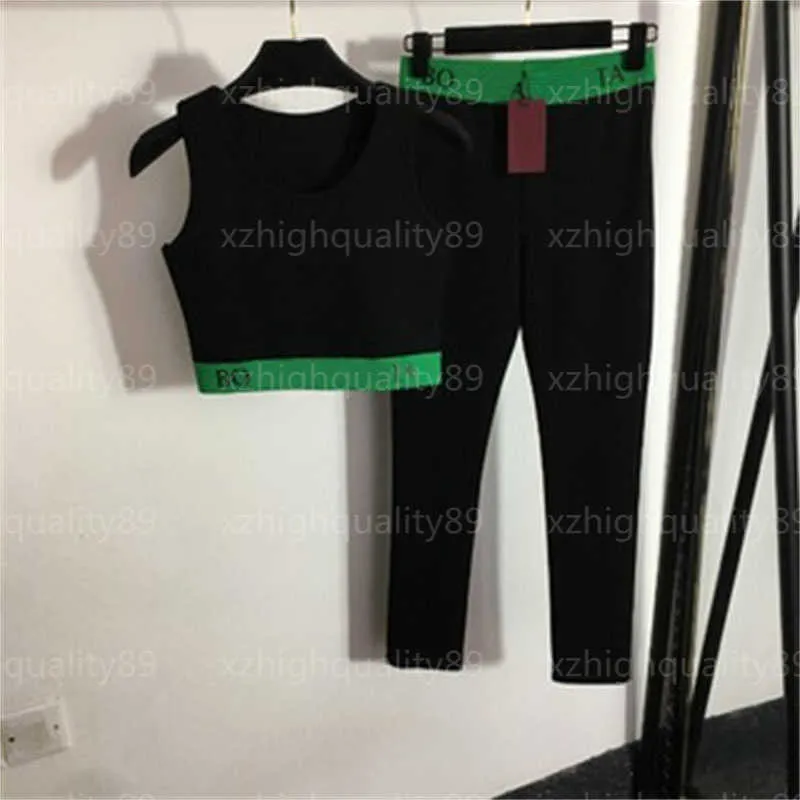 2 Piece Set Vest And Pant Women Designer Tracksuit Alphabet Webbing Tank Top Stretchy Skinny Bottoms Stylish And Comfortable Tracksuits Womens Sweatpants