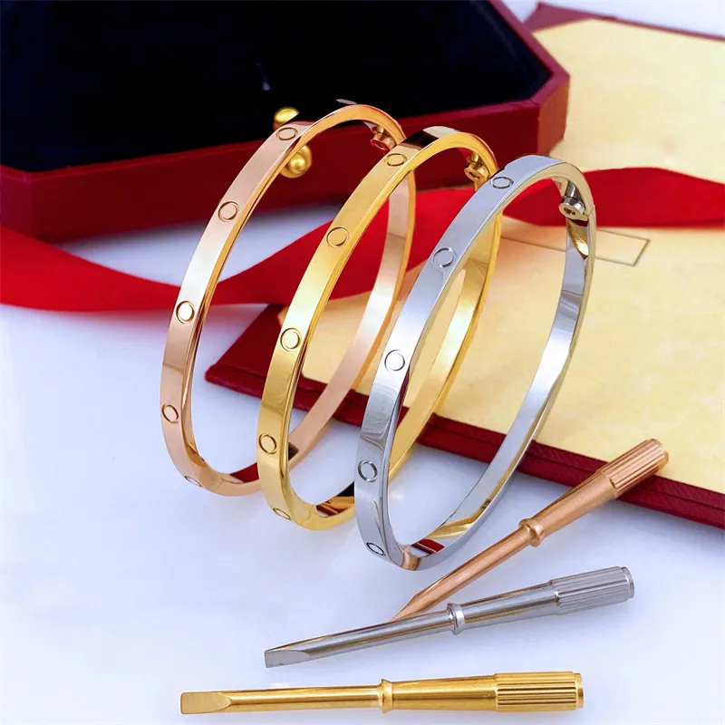 Designer Bracelet Women Men Cuff Gold Bangle Women Men Titanium Steel Bracelets Gold Silver Rose Fashion Bracelet Luxury Jewelry with Velvet Bag