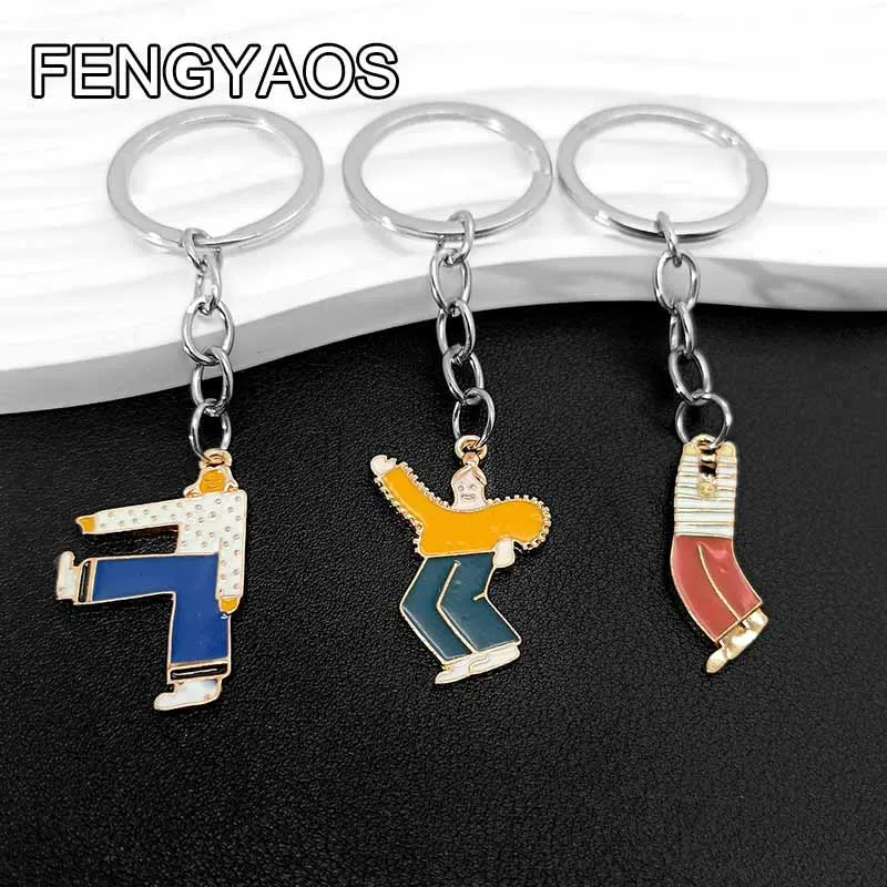 Drôle Break Dance Porte-clés Tendance Mignon Danse Hommes Clé De Voiture Pendentif Nouveau Bijou Cadeau Porte-clés