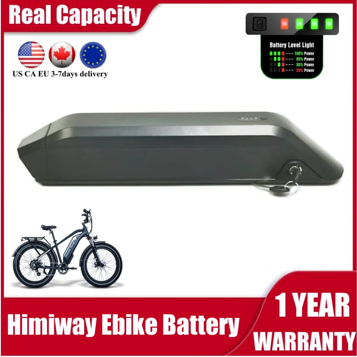 Rewencja Kirin 48V Bateria 52 V 17,5AH Bez baterii EBIKE do Magicycle/ HiMiway/ VTUVIA/ KEPLER E-BIKE 500W 750W 1000W Electick Rower z ładowarką 3A