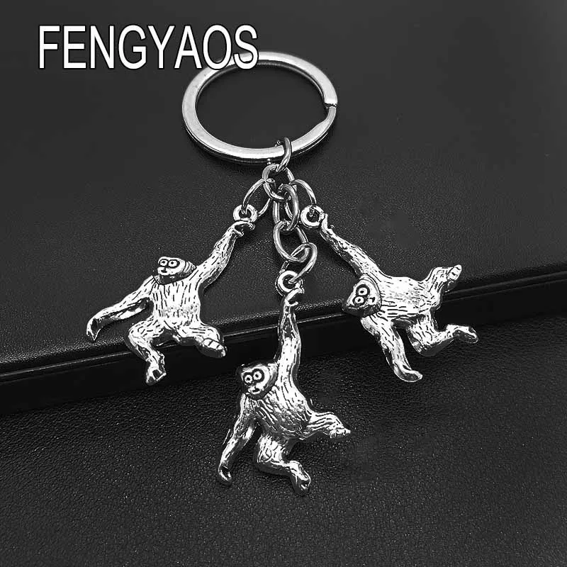 Sevimli Keychain Maymun Anahtar Yüzük Metal Hayvan Anahtar Zincirleri Kadın Kızlar