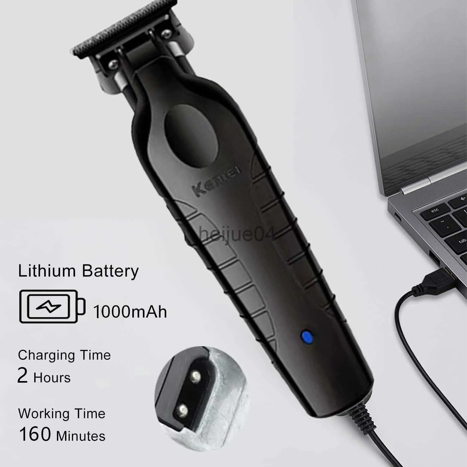 KEMEI 2299 Professional Hair/Beard Trimmer for Men Zero Gapped Hair  Clippers for Barber with T Blade, Cordless Rechargeable