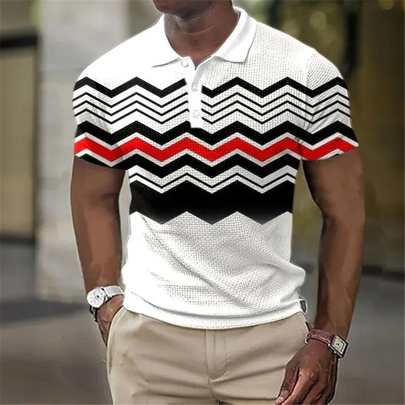 Herren Polos Poloshirt Button Up Revers Golf Gestreifte Grafikdrucke Outdoor Streetwear Bluse Top 230720