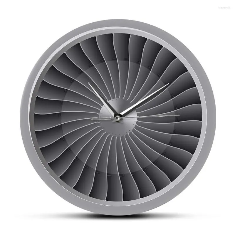 Wall Clocks Jet Engine Turbine Fan Motor Printed Acrylic Clock Airplane Art Timepiece Aviation