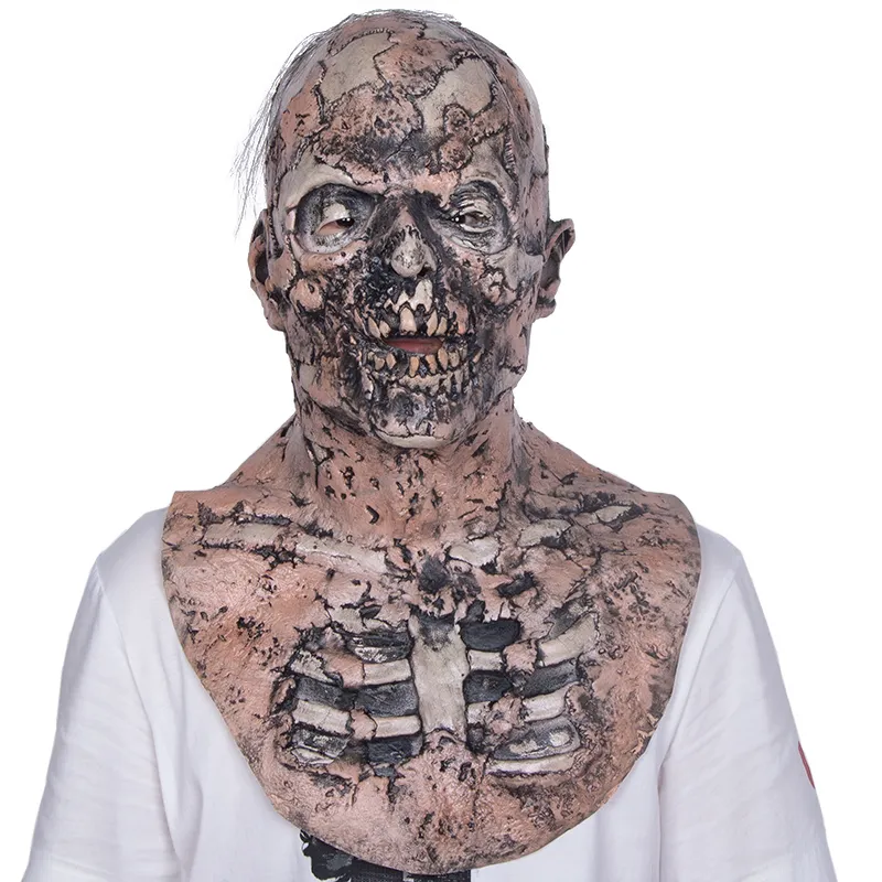 Halloween skräck ruttna ansiktsmask full huvud ond ansikte täcker vuxna zombie monster vampyr demon latex kostym party spökhus