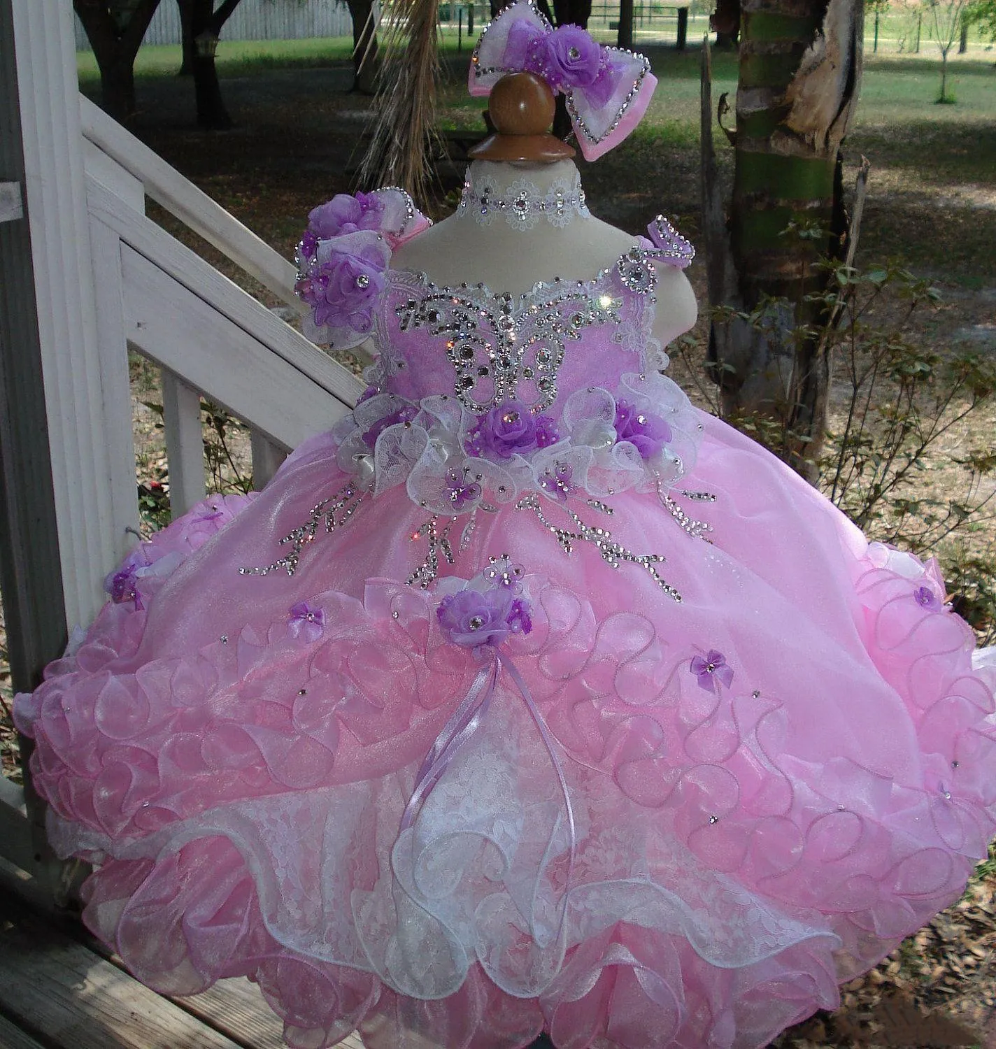 High Quality Baby Girl Dress for Birthdays Pink Puffy Skirt Beads Crystals Kids Children Pageant Party Gown Custom Made