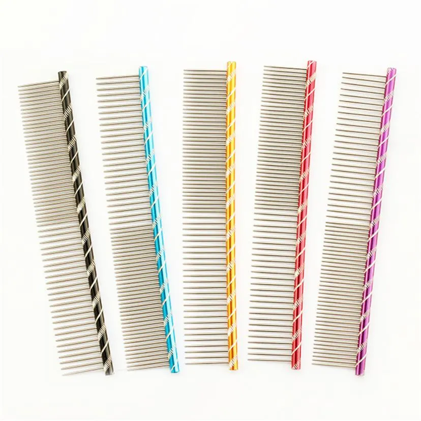 Armipet Dog Pet Comb 6062003 Bright flerfärgad randskötselkam för Shaggy Cat Dogs Barber Grooming Tool Salon 5 Color279p