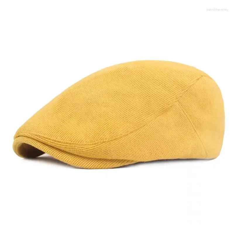 Berretti Primavera Autunno Cappello Uomo Maglia Visiera Berretto Casual Moda Donna Berretto Solido Giallo Blu Con Visiera Piatta Duckbill