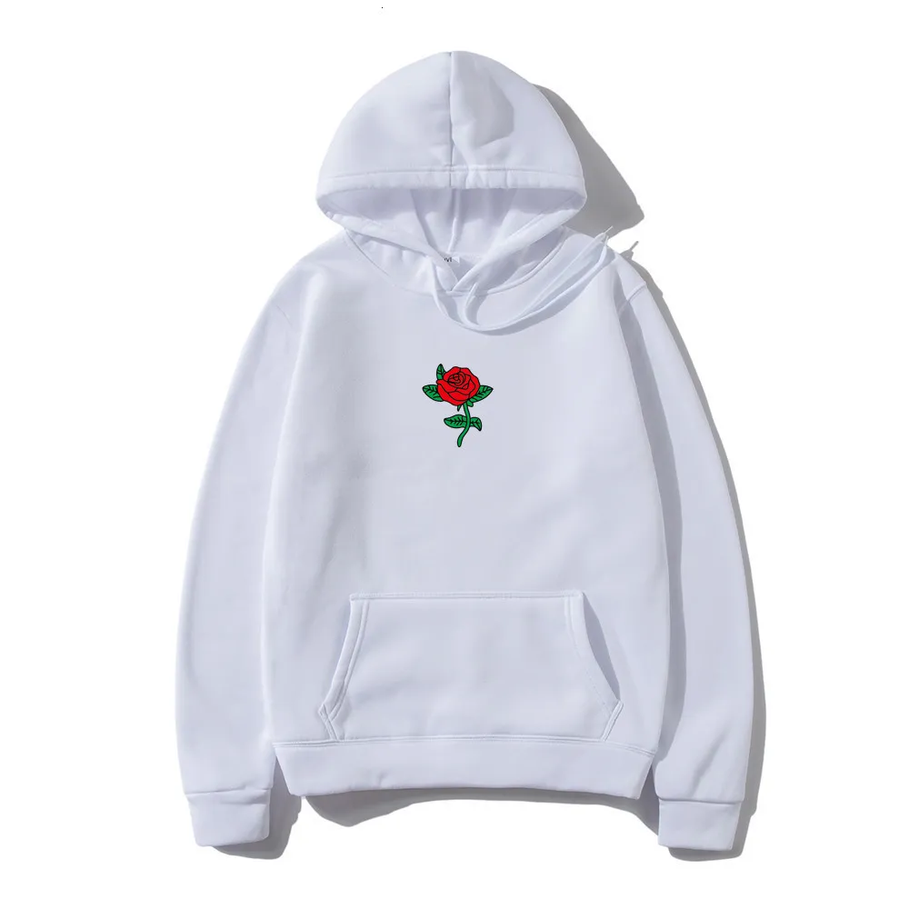 Heren Hoodies Sweatshirts Harajuku Hoodie Sweatshirt Mannen Mode Streetwear Rose bloemenprint Tops Trui heren hoody Hooded kleding 230721