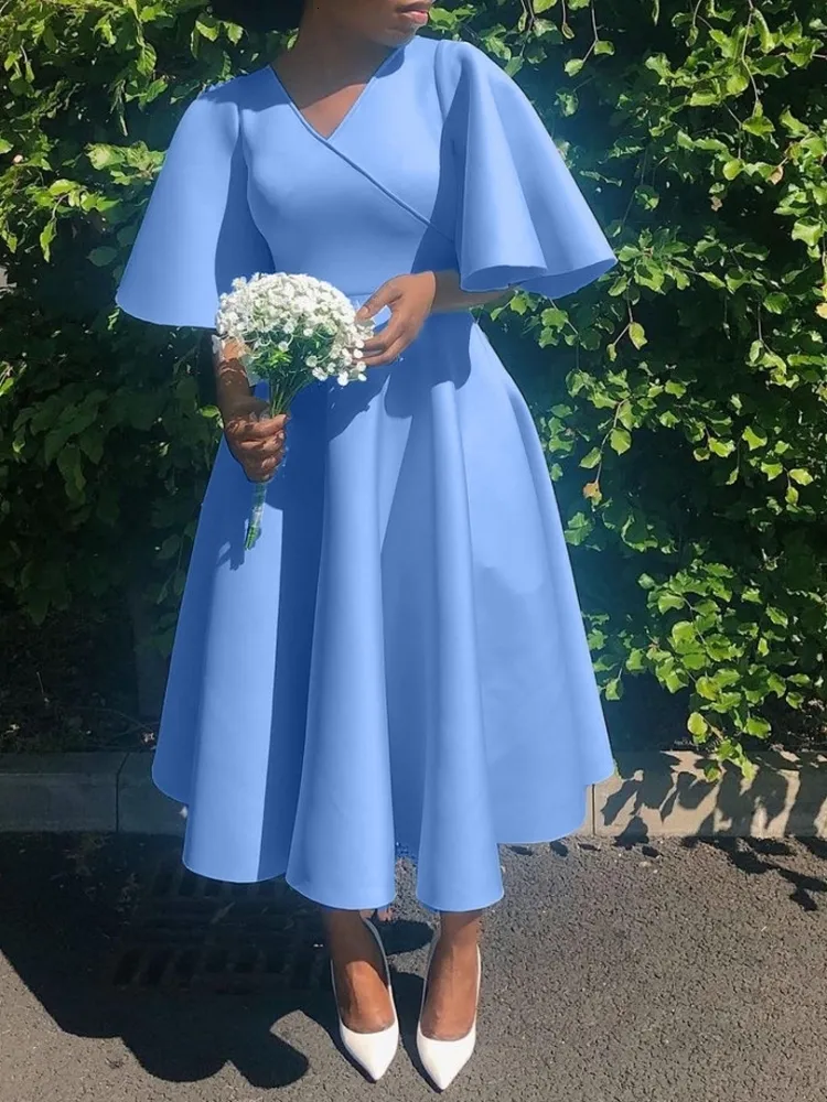 Plus size Dresses Ball Gown Plus Size Women Clothing Elegant Party Dresses Summer Chic Flare Sleeves Long Evening Dress Wedding Robe Vestidos 230720