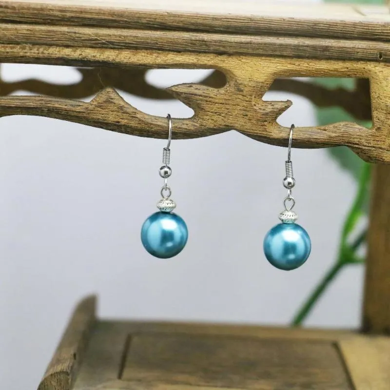 Boucles d'oreilles pendantes 10mm classique bleu coquille perle perles à facettes Earbob Eardrop cadeaux pour femmes filles dames bijoux faisant la conception