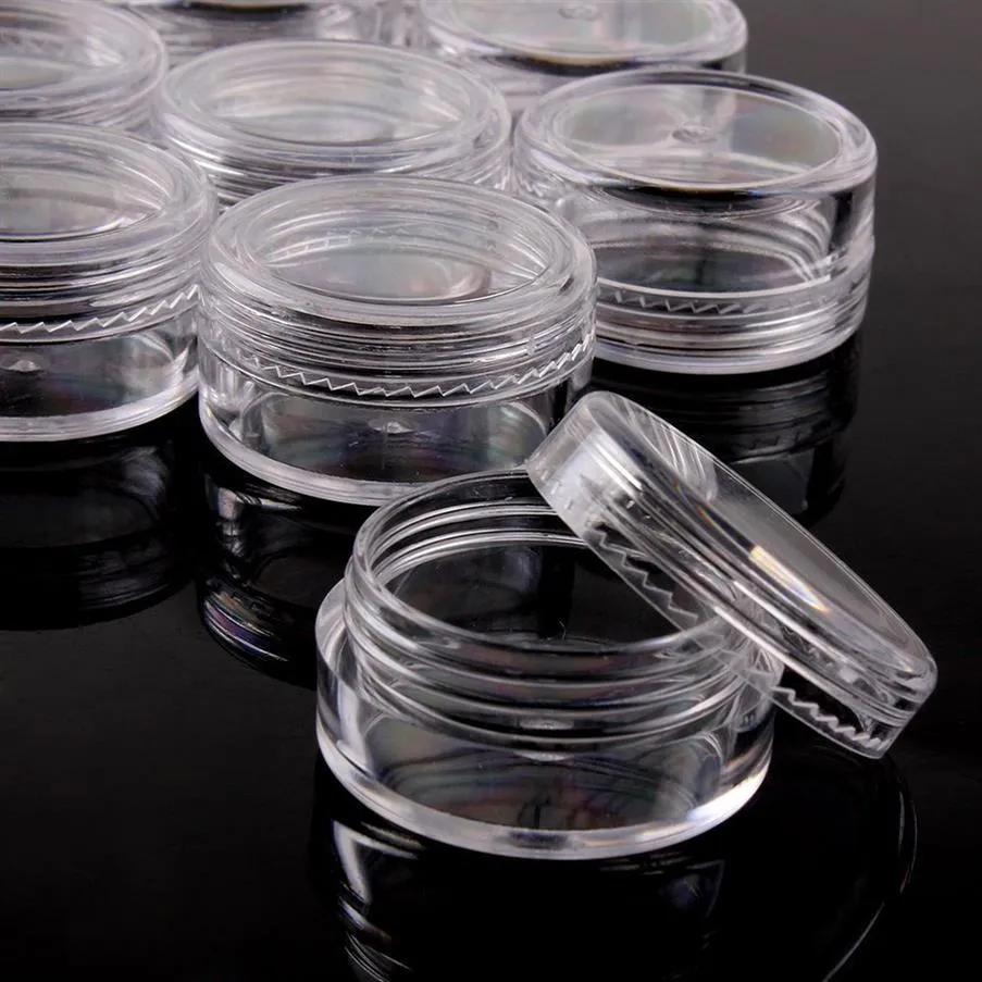 100pc 2 3 5g campione vasetto di crema trasparente mini flaconi cosmetici contenitori vaso trasparente per nail art piccola lattina trasparente per250d