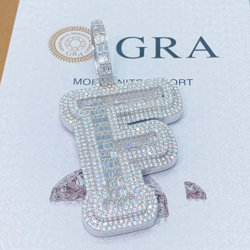 A-Z 925 srebrny srebrny migający misanit misanit wisiorek z 24-calową liną biżuterię dla mężczyzn dla kobiet miły prezent