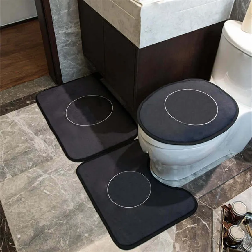 Fashion Printed Toilet Seat Covers Bathroom Toilets U Shape Mats 3pcs Sets Comfortable Non Slip Home Doormat Carpet283h