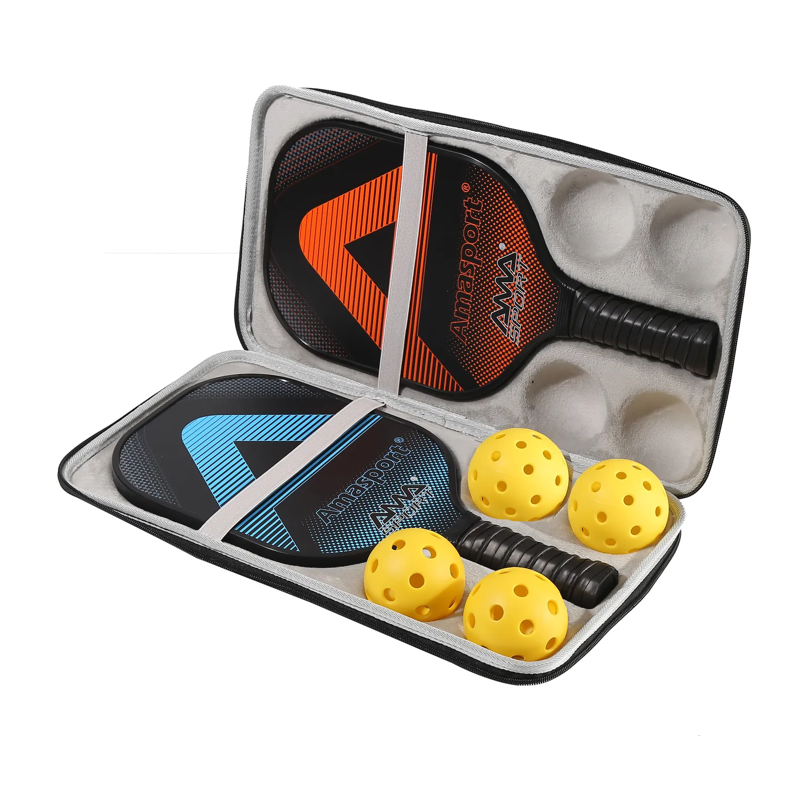Raquettes de squash AMASPORT Kit de raquettes de pickleball en fibre de carbone avec 2 raquettes 4 pcs Pickle Balls Set pour joueurs juniors 230720