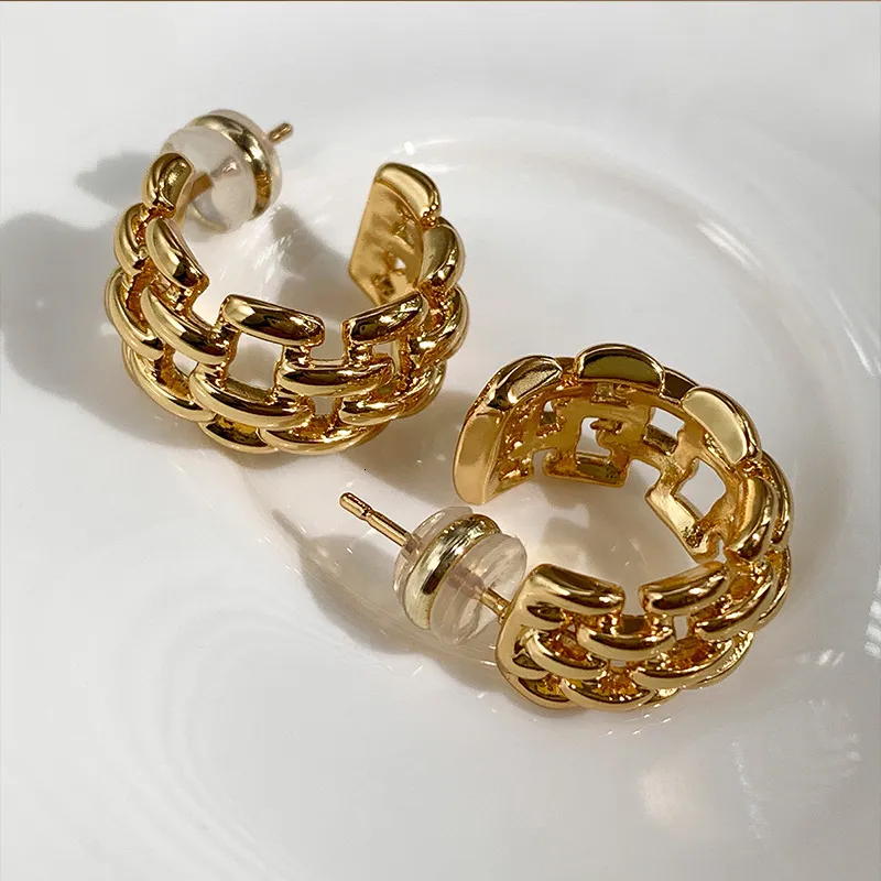 Stud European och American Hemp Chain Woven Circle Earrings for Women Korean Fashion Jewelry Design Personlig 230721