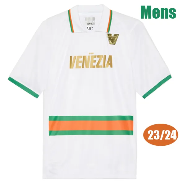 23 24 Camisa de futebol POHJANPALO Venezia FC 2023 2024 Home Black Away White BUSIO Camisas de futebol CHERYSHEV 2324 Camisa Longa Masculina Pre Match Kit