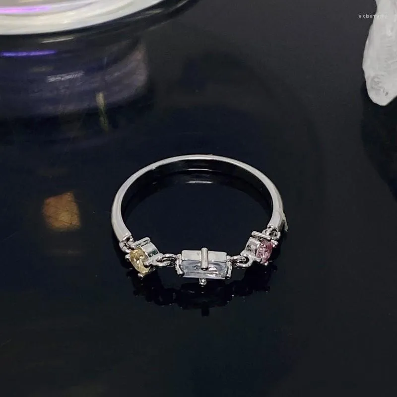 Anneaux de mariage 2023 Épissage Mode Femmes Zircon Strass Coloré Ouvert Réglable Plaqué En Gros Argent Petit