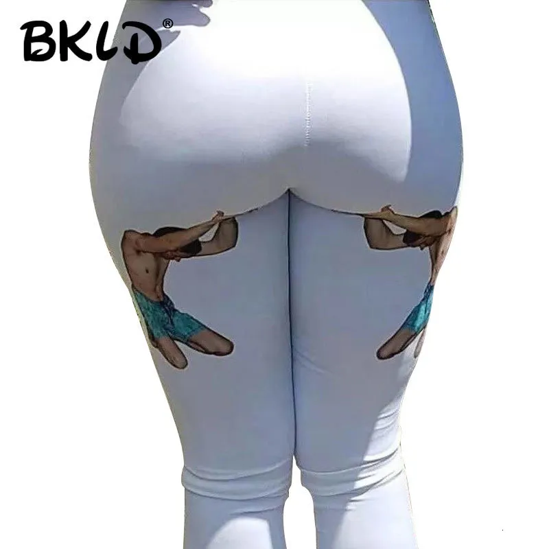 Kvinnors byxor S BKLD 2023 Sommarkläder Kvinnor Fashion High midje Leggings Sexig höft Push Up Womens Print Mönster 230721